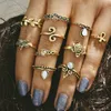 10pcs/Set Gold Color Flower Midi Rings Sets for Women Silver Color Boho Beach Vintage Turkish Punk Elephant finger Knuckle Ring Jewelry