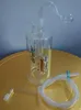 Frete grátis atacadistas novo cachimbo de água de vidro colorido de gamão/bong de vidro + acessórios (pote, caminhada na prancha, palha)