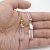 JLN biały kwarc okrągły wisiorek z kolumną bezpłatny rozmiar kamień naturalny złoto posrebrzane czapka naszyjnik z mosiężnym łańcuszkiem prezent dla mężczyzn i kobiet