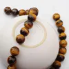 Natürliche Edelstein-Tigerauge, 14 mm, runde Perlen für die DIY-Herstellung von Charm-Schmuck, Halskette, Armband, lose 28 Stück Steinperlen für den Großhandel