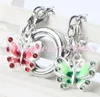 7 colors Emalia Butterfly Rhinestone Charms 56pcs Lot 22x35 mm Serce Pływające klamry Urok do szklanego mieszkalnego medalia pamięci C215A