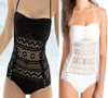 Toptan-2017 Seksi Dantel Tek Parça Mayo Mayo Kadın Bikini Set Bodycon Bodysuit Beachwear Halter Monokini Yastıklı Mayo