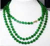 Mode kvinnor039s naturliga 8mm grön jade runda ädelsten pärlor halsband 50039039 long9732797