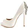 Witte bruids bruiloft schoenen kristal kralen 2016 nieuwe hot koop bruids accessoires schoenen bruids schoenen 14cm hoge hakken op maat gemaakte plus size schoenen