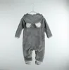 Hiver chaud infantile barboteuses mignon dessin animé en coton brossé combinaisons meilleur bébé garçon fille ramper vêtements avec manteau de vêtements de nuit à capuche