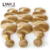 Färg 613# Bleach Blond Eurasian Body Wave Virgin Hair Eurasian Human Hair Weave Bundles MJUKT TJCKT Trassel Fria hårförlängningar Färgbara