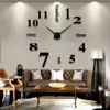 الحديثة diy كبيرة ساعة الحائط 3d مرآة سطح ملصق ديكور المنزل الفن تصميم جديد