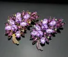 7.5 * 5 cm Size Accessori di modo Piccolo fiore viola Flower Cluster foglia Resina Rhinestone Spilla spilla per nozze DB Bridal