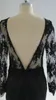 2017 Czarne Suknie Wieczorowe Rzeczywisty obraz Bateau Sheath Sheer Lace Prom Dresses z V Otwórz tylną iluzję Długie rękawy Formalne sukienki
