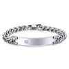 Popular Hotsale High Quality Beautiful Elegant Design Men Women Silver Stainless Steel Link Chain Shining Crystal Smooth ID Bracelet