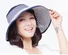 Summer Striped Roll Up Wide Brim Sun Visor Hat Foldable Women Beach Straw Hat 10pcs/lot Free shipping