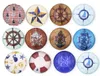 New Arrival 18mm Cabochon Glass Stone Buttons Nautical Shipwheel Compass Buttons for DIY Snap Jewelry Bracelet Necklace Ring Earring