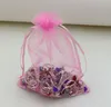 Les ventes chaudes ! 100 pcs/lots rose avec cordon Organza bijoux pochette cadeau sacs pour faveurs de mariage perles bijoux 7x9 cm, 9x11 cm .13x18 cm etc.