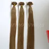 100g 100strands Pre związany paznokci U końcówki przedłużanie włosów 18 20 22 24 cali # 12 / Lekki Złoty Brązowy Brazylijski Indian Remy Human Hair