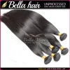 BellaHair – Extensions de cheveux brésiliens 100% naturels, tissage de cheveux, couleur naturelle, trame lisse et soyeuse, lots de 3, tête complète, 9A