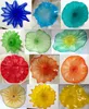 Contemporary Type Decoration Hand Blown Lamps Arts Plate Colorful Murano Glass Flower Plates Hanging Wall Art