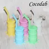 Hot Sale Mini Luminous Bong Silicone Oil Drum Water Pipe Silicone Oil Rigs With Glass Downstem and 4mm 14mm male joint quartz nail