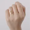 Beautiful Leaf Ring Plant Cluster Rings For Women 18K Gold Plated