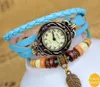 vintage watch New arrival Fashion vintage retro beaded braided rope bracelet wrap quartz cow leather wrist watch women for fift