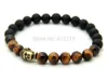 2015 Ny design smycken grossist 8mm tiger ögon sten pärlor med matt agat antik brons yoga buddha armband, mens armband