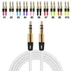 Bil AUDIO AUX EXTENTION CABLE 3FT 1M WIRED AUXILIARY STEREO 3.5mm Metal Jack Port Manlig ledning för bärbar telefon Högtalare