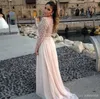 2017 Crystal Crystal Develed Dresses Elegant Prom Dresses بالإضافة إلى حجم Sheer Bateau Long Sleeves A Chiffon Sweep Train Long Prom Dres9525705