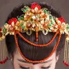 Wedding Bridal Headpieces Vintage Chinese Style Party Ancient Tiara Gold Headband Pearl Crowns Flower New Pageant Jewelry Hair Accessories