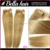 2 stks / partij Gratis Verzending 14-24 inch Braziliaanse Maleisische Indiase Peruaanse Haar Blonde Menselijke inslag Haarextensions 100g / P Bella Haar