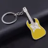 Musical Instrument Guitar Keychain Enamel key ring holder Bag Hangs fashion jewelry Promotion gift Black Red Blue