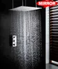 Termostatisk kontroll dölja badrum dusch set 20 tums takmonterad swash och regn dusch huvud med mässing handdusch 007-20qmi-f