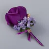 Artificial Flower Wedding Bridal Bouquets Beads Bridesmaid Groomsman Corsage Lavender Red Pink Purple White Blue Champagne Flowers7905022