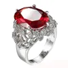 10pcs Luckyshine Unique Oval Red Cubic Zirconia Crystal Gemstone Rings Russia 925 Sterling Silver Wedding Rings Christmas Gifts