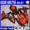 FAIRING KIT FÖR SUZUKI GSXR 600/750 06 07 K6 Vit Svart Fairings Motobike GSX R 600 GSX R 750 2006 2007 FS8