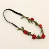 UITVERKOOP! Mode Vrouwen Bruid Bloem Hoofdband Boheemse Stijl Rose Bloem Kroon Haarband Dames Elastische Strand Haaraccessoires 30pcs