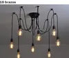 Rétros Mordern Pendant Lampes Edison Bulbe antique vintage réglable 10 E27 Loft de luminaire de plafond de lustre d'art