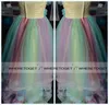 2019 Colorful Rainbow Prom Hobes A Line Sweetheart Floor Longueur Long Robes de bal Tulle sans manches 100 Real Pos9449941