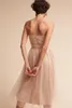 Short Pearls Cheap Bridesmaids Dresses Sexy Backless Strapless Neckline Maid of Honor Dress Tulle A Line Wedding Formal Gowns