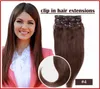 Elibess Groothandel - 140G 8PC Set 4 # Medium bruin 16 inch-26 inch vol hoofd hoge kwaliteit Braziliaanse menselijke haarclips in extensies rechte golf