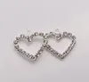 100Pcs Silver Plate Clear Rhinestone Heart Shaped Charm Pendants For Jewelry Making Bracelet Necklace Findings (002307)