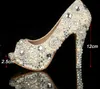 Unique Ivory Pearl Rhinestone Wedding dress Shoes Peep Toe High Heeled Bridal Shoes Waterproof Woman Party Prom Shoes Size 34-43 Platforms