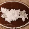 Dream Bellis Perennis Bridal Headband Crystal Bridal Hair Accessories Ivory Can Be Wearing As Sash Handmade Organza Flower Headban2734099