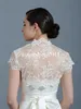 Marfim Lace High Neck Front Open BRIDAL Wraps Jackets Shawl Bolero de ombros roubados tampas de manga curta mulheres mulheres dama de honra vestido de casamento pj024 barato