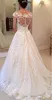 Vintage Lace Wedding Dresses Elegant A Line Formal Bridal Gowns With Jewel Neck Cap Sleeves Zip Back Sweep Train White Ivory Lace