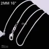 EPACK Bezpłatna wysyłka 10pcs 925 Sterling Srebrna Moda Moda 2 mm łańcuch węża do wisiorka lub biżuterii