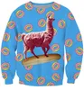 W1216 Crewneck Sweatshirt Bread Donuts Alpaca Llamas Animal 3D Print Kvinnor / Män Svett Sport Jumper Hoodies Toppar Plus Storlek S-2XL