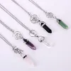 Fashion Star/Lotus Hexagonal Prism Necklaces Gemstone Rock Natural Crystal Quartz Healing Point Chakra Stone Long Charms Women Necklace