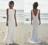 Hot Koop Goedkope Strand Trouwjurk 2020 Vloerlengte Satijn Bruid Jurken Wit / Ivory Romantic Elegant Boho Bruids Bruidsjurk