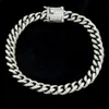 12mm 14mm Mens Cuban Miami Link Armband Chain Set Rhinestone Clasp Rostfritt stål Guld Hip Hop -halsbandskedja smycken Set305k