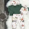 幼児の赤ちゃん服セット4ピースの女の子花柄プリントトップパンツキャップヘッドバンドフリル衣装セット結ばさんメニーナ衣装