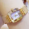 女性腕時計デザイナーブランド高級クォーツダイヤモンドゴールドウォッチスクエアレディース腕時計女の子の女の子のための女時計